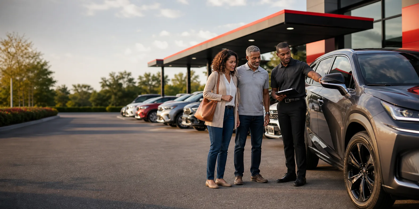 A friendly dealership team helping local buyers